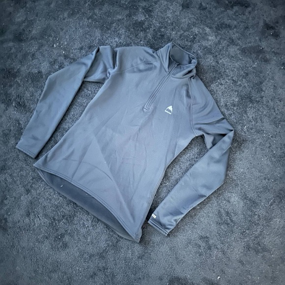 Burton Shirt Women Small WB EXPDTN 1/4 ZIP Gray Dryride Base Layer Polyester - Picture 2 of 11